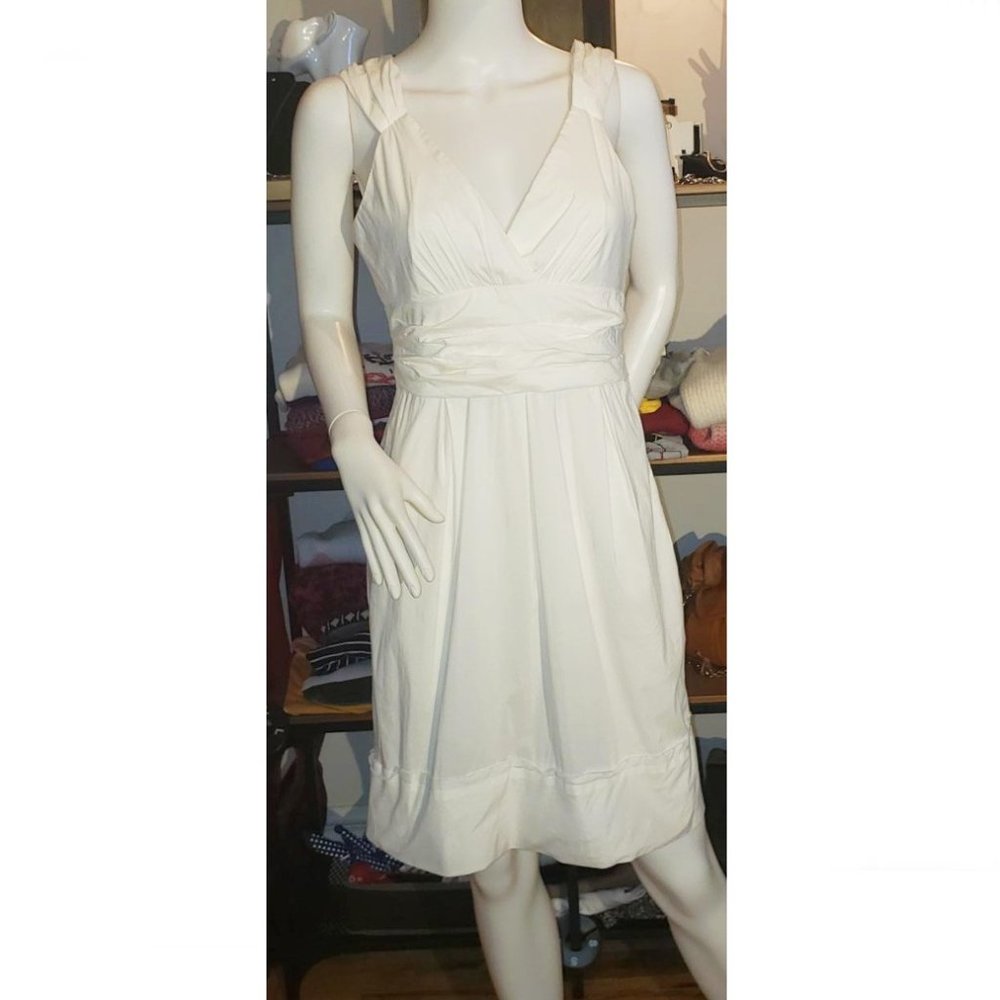 BCBG Max Azria white summer fit and flare dress